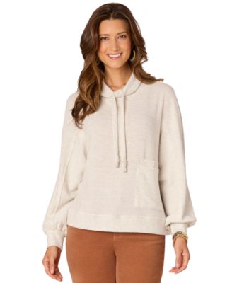 Democracy - Petite Funnel-Neck Long-Blouson-Sleeve Top