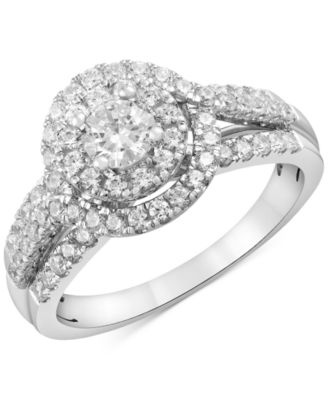 Macy's - Diamond Halo Cluster Halo Ring (1 ct. t.w.) in 14k White Gold