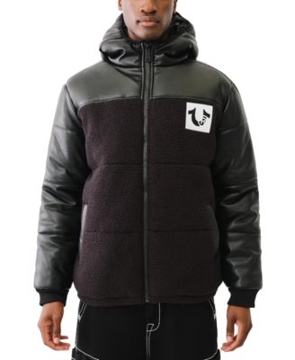 True Religion - Men's Mixed Media Zip-Front Hooded Jacket