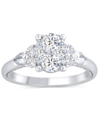 Macy's - Diamond Oval Cluster Engagement Ring (1 ct. t.w.) in 14k White Gold