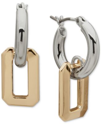 KARL LAGERFELD PARIS - Two-Tone Faceted Geometric Charm Hoop Earrings