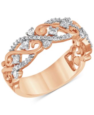 Macy's - Diamond Filigree Openwork Band (3/8 ct. t.w.) in 10k Rose Gold