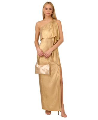 Adrianna by Adrianna Papell - Women's Metallic Layered One-Shoulder Gown