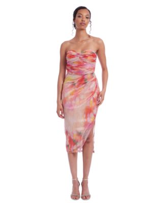Jewel Badgley Mischka - Women's Printed Strapless Sheath Dress