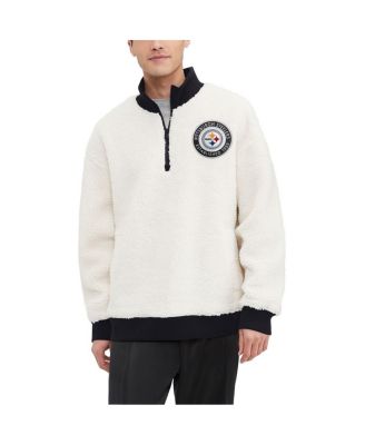 Tommy Hilfiger - Men's Cream Pittsburgh Steelers Sherpa Quarter-Zip Sweatshirt