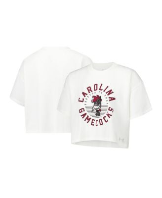 Under Armour - Women's  Cream South Carolina Gamecocks Iconic Heavyweight Soft Boxy Cropped T-Shirt