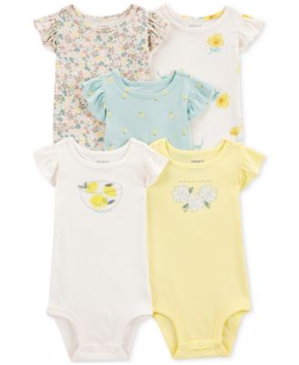 Carter's - Baby Girls Cotton Short-Sleeve Lemon Bodysuits, Pack of 5