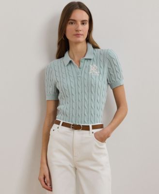 Lauren Ralph Lauren - Petite Cable-Knit Cotton Polo Sweater