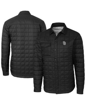 Cutter & Buck - Men's Black San Diego Padres Rainier PrimaLoft&reg; Eco Insulated Quilted Full-Zip Shirt Jacket