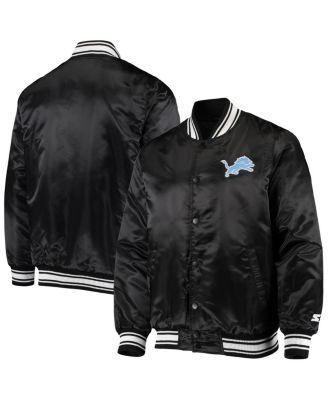 Starter - Men's Black Detroit Lions Locker Room Satin Varsity Full-Snap Jacket