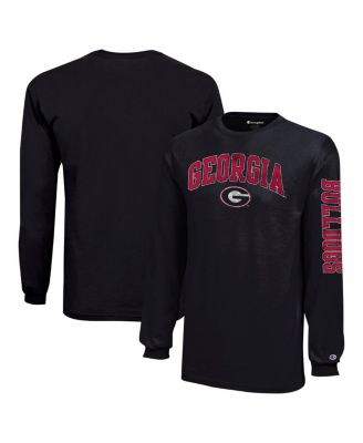 Champion - Big Boys and Girls Black Georgia Bulldogs Distressed Arch Over Logo Long Sleeve T-Shirt