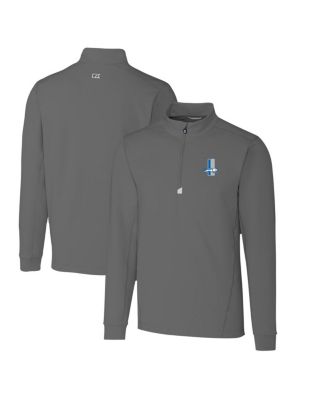 Cutter & Buck - Men's Steel Detroit Lions Throwback Logo Traverse Stretch Quarter-Zip Pullover Top