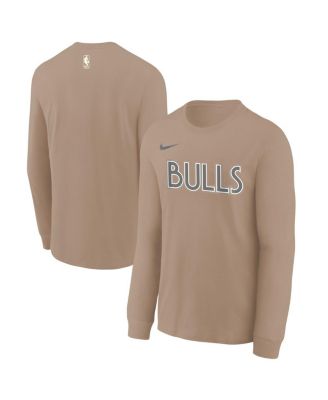 Nike - Big Boys and Girls Tan Chicago Bulls 2024/25 City Edition Wordmark Performance Long Sleeve T-Shirt