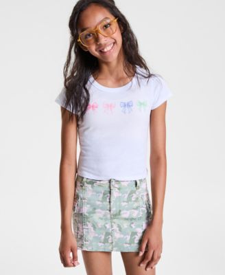 With Jules - Big Girls Multi Bow Graphic Cotton T-Shirt