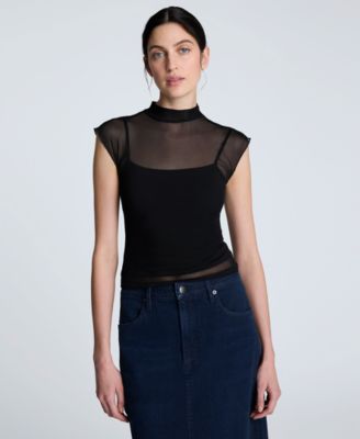 Kenneth Cole - Women's Layered Mock Neck Sleeveless Top