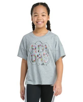 adidas - Big Girls Short-Sleeve Drop-Shoulder Logo Graphic T-Shirt