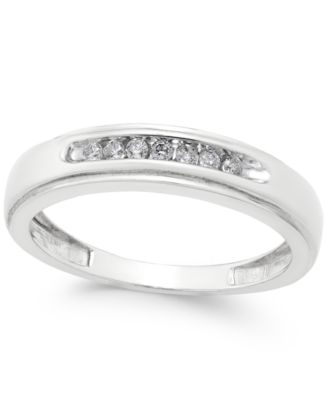 Macy's - Men's Diamond Band (1/6 ct. t.w.) in 10k White Gold