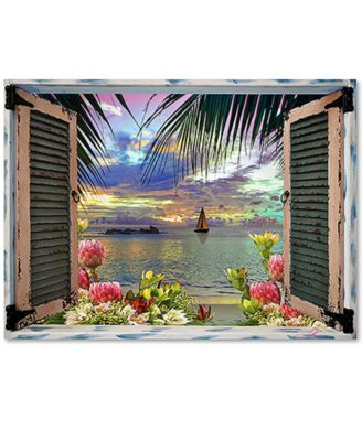 Trademark Global - Leo Kelly Tropical Window to Paradise III 35" x 47" Canvas Art Print